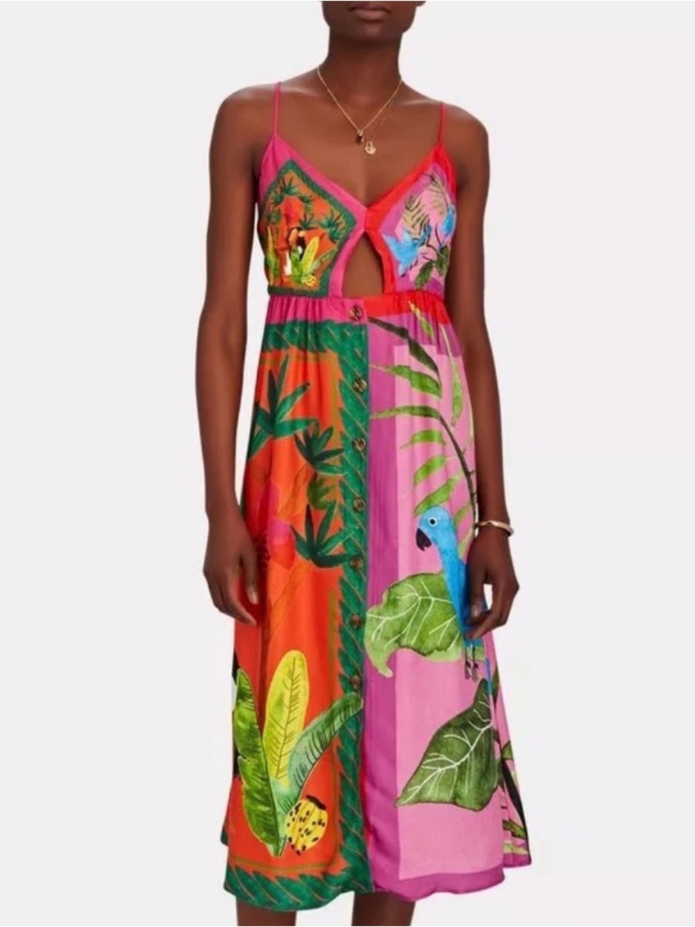 EUC XS Farm Rio Double Scarves Midi Dress